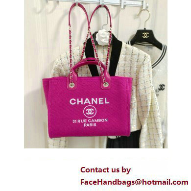 chanel Mixed Fibers, Calfskin  &  Gold-Tone Metal shopping bag fuchsia 2024